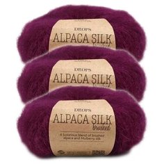 Пряжа DROPS Brushed Alpaca Silk, 77 % альпака, 23 % шелк, 25 г, 140 м, 3 шт., 09 purple