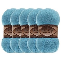 Пряжа Alize Angora Gold Simli, 20 % шерсть, 75 % акрил, 100 г, 500 м, 5 шт., 245 бирюзовый