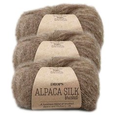Пряжа DROPS Brushed Alpaca Silk, 77 % альпака, 23 % шелк, 25 г, 140 м, 3 шт., 05 beige