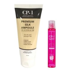 Esthetic House Набор Несмываемая сыворотка для волос с протеинами шелка CP-1 Premium Silk Ampoule и Маска-филлер для волос CP-1 3 Seconds Hair Fill-Up