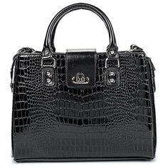 Сумка сэтчел Afina 1041 Крокодил, натуральная кожа, черный