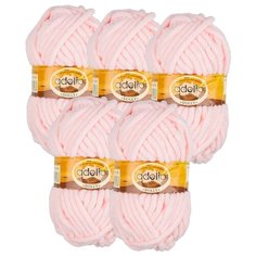 Пряжа Adelia Dolly однотонная, 100 % полиэстер, 100 г, 40 м, 5 шт., №05 св.розовый