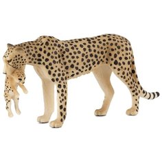 Фигурка Mojo Wildlife Гепард с детенышем в пасти 387167
