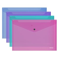 ErichKrause Папка-конверт на кнопке Glossy Vivid A4, пластик (47116) в ассортименте