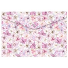 ErichKrause Папка-конверт на кнопке Phloxes А4, пластик белый/розовый