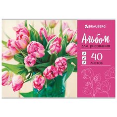Альбом для рисования BRAUBERG Тюльпаны 29.7 х 21 см (A4), 100 г/м², 40 л.