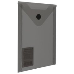 BRAUBERG Папка-конверт с кнопкой вертикальная А6, пластик черный