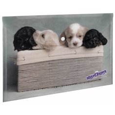 Юнландия Папка-конверт с кнопкой Щенки А4, 160 мкм серый