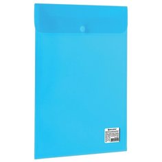 BRAUBERG Папка-конверт с кнопкой вертикальная А4, пластик синий