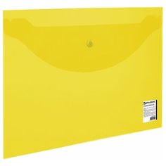 BRAUBERG Папка-конверт с кнопкой А4, пластик 150 мкм желтый