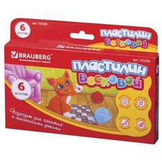 Пластилин BRAUBERG восковой 6 цветов 90 г (103306)