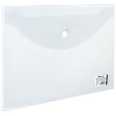 BRAUBERG Папка-конверт с кнопкой А4, пластик 150 мкм бесцветный