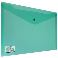 BRAUBERG Папка-конверт с кнопкой А4, 180 мкм, пластик зеленый