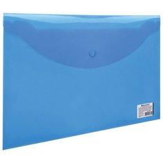 BRAUBERG Папка-конверт с кнопкой А4, пластик 150 мкм синий