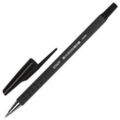 STAFF Ручка шариковая прорезиненный корпус, 0.7 мм (142397/142398/142399/142400), черный цвет чернил