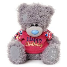 Мягкая игрушка Me to you Мишка Тедди в футболке Happy birthday 20 см