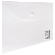 BRAUBERG Папка-конверт с кнопкой A5, полупрозрачный пластик 180 мкм бесцветный