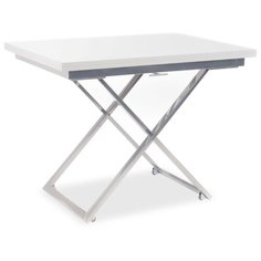 Стол кухонный Levmar Compact WT, раскладной, ДхШ: 70 х 100 см, длина в разложенном виде: 140 см, белый/хром Левмар