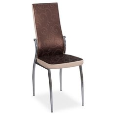 Стул Домотека Милано, металл/искусственная кожа, цвет: D4/B1 Темно-коричневый с узором/ бежевый