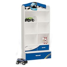 Стеллаж ABC King La-Man 7 полок 3 ящика, материал: ЛДСП, ШxГxВ: 75х35х161 см, белый/синий