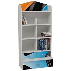 Стеллаж ABC King Pilot 7 полок 3 ящика, материал: ЛДСП, ШxГxВ: 75х35х161 см, белый/голубой