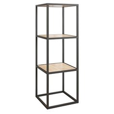 Этажерка MEBELSON Куб 3 2 полки, материал: металл, ШxГxВ: 40х40х116 см, черный муар/дуб сонома