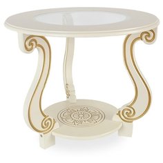 Столик журнальный Мебелик Грация С, d: 59 см, слоновая кость