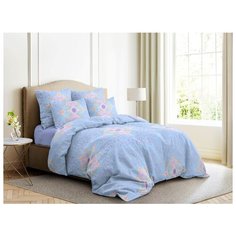 Постельное белье евростандарт Ночь Нежна Витраж 50х70 см, бязь голубой