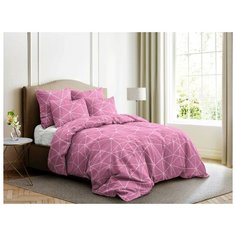 Постельное белье 2-спальное Ночь Нежна Грани 70х70 см, поплин брусничный