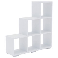 Стеллаж Мама Стильный 108 6 полок, материал: ЛДСП, ШxГxВ: 108х30х109 см, белый Mama