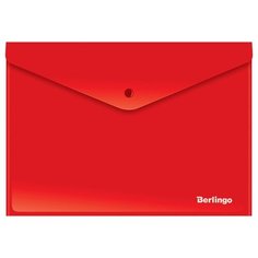 Berlingo Папка-конверт на кнопке А4, пластик непрозрачный 180 мкм красный