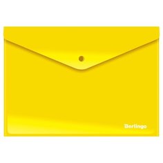 Berlingo Папка-конверт на кнопке А4, пластик непрозрачный 180 мкм желтый