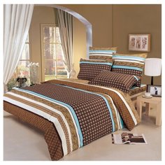 Постельное белье евростандарт СайлиД A-87, поплин коричневый