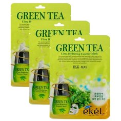 Ekel Ultra Hydrating Essence Mask Green Tea Маска тканевая Зеленый чай, 25 мл, 3 шт.