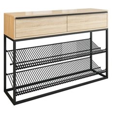 Обувница MEBELSON Крафт 2 , размер (ШхГ): 115х30 см , цвет: черный муар/дуб сонома