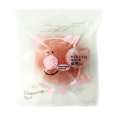 Спонж Dr Lola Face Cleansing Pig Hemisphere Konjac volcanic pore розовый