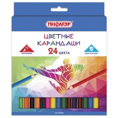 Пифагор Карандаши цветные Быстрее! Выше! Сильнее! 24 цвета (181358)