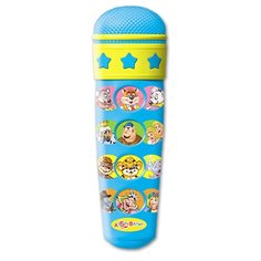 Азбукварик микрофон Караоке с мультяшками 12 песен голубой