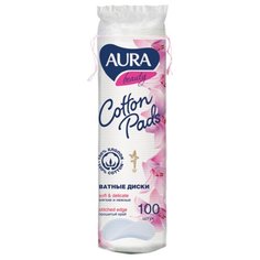 Ватные диски Aura Beauty Cotton pads с прошитыми краями 100 шт. пакет
