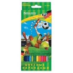 BRAUBERG Карандаши цветные Football match 12 цветов (180534)