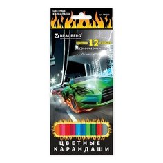 BRAUBERG Карандаши цветные InstaRacing 12 цветов (180533)