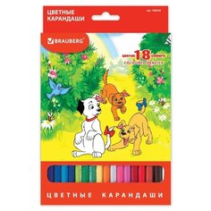 BRAUBERG Карандаши цветные My lovely dogs 18 цветов (180546)