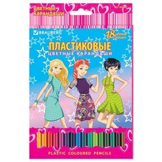BRAUBERG Карандаши цветные Pretty Girls 18 цветов (180580)