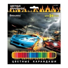 BRAUBERG Карандаши цветные InstaRacing 24 цвета (180559)