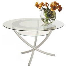 Столик журнальный Мебелик Дуэт 4, d: 85 см, металлик/прозрачный