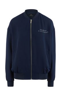 Легкая синяя куртка-бомбер на молнии Armani Exchange