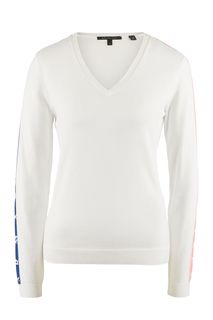 Белый хлопковый джемпер с треугольным вырезом Armani Exchange