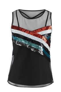 Черный полупрозрачный топ с отделкой пайетками Armani Exchange