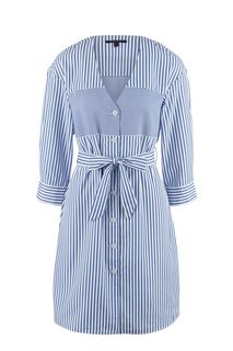 Короткое белое платье-рубашка в синюю полоску Armani Exchange