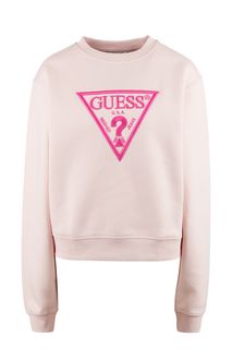 Розовый свитшот с объемной вышивкой Guess